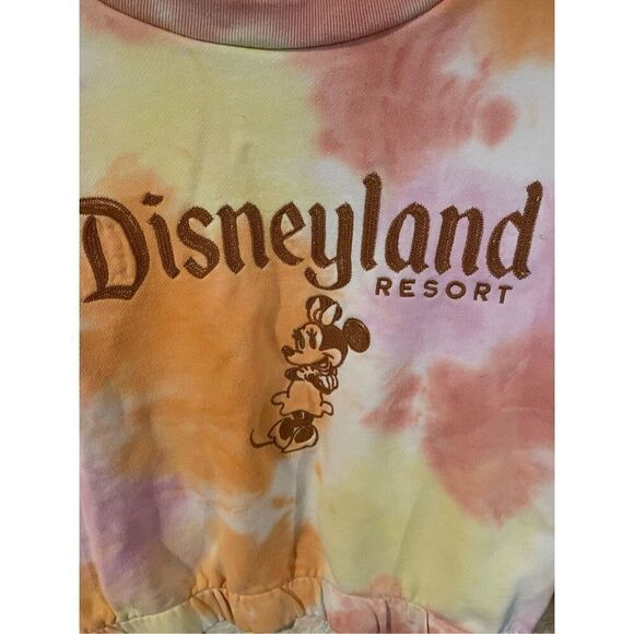 Disney Womens Multicolor Tie Dye Minnie Mouse Embroidered Cropped Sweatshirt XL - Picture 3 of 6